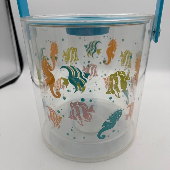 Retro Kmart Summer Picnic Acrylic Ice Bucket Fish Sea Life Tropical Beach - Picture 4 of 7